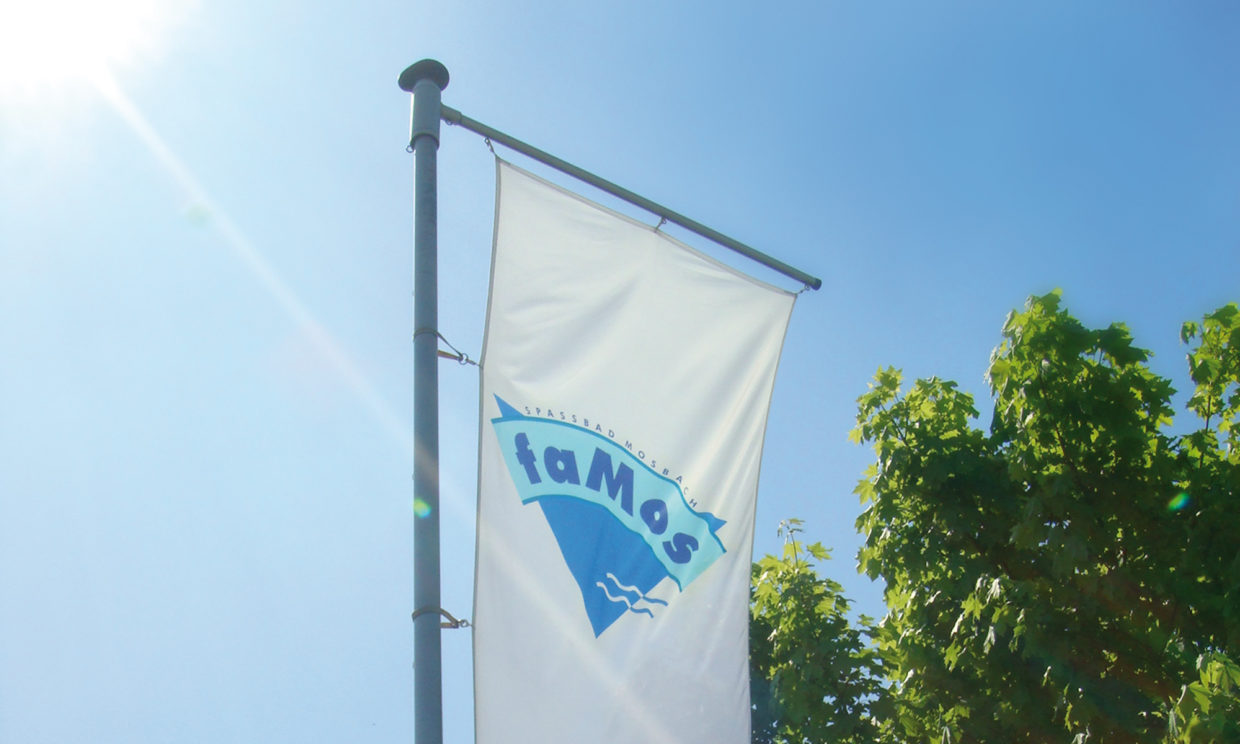 faMos Freibad Corporate Design Fahne