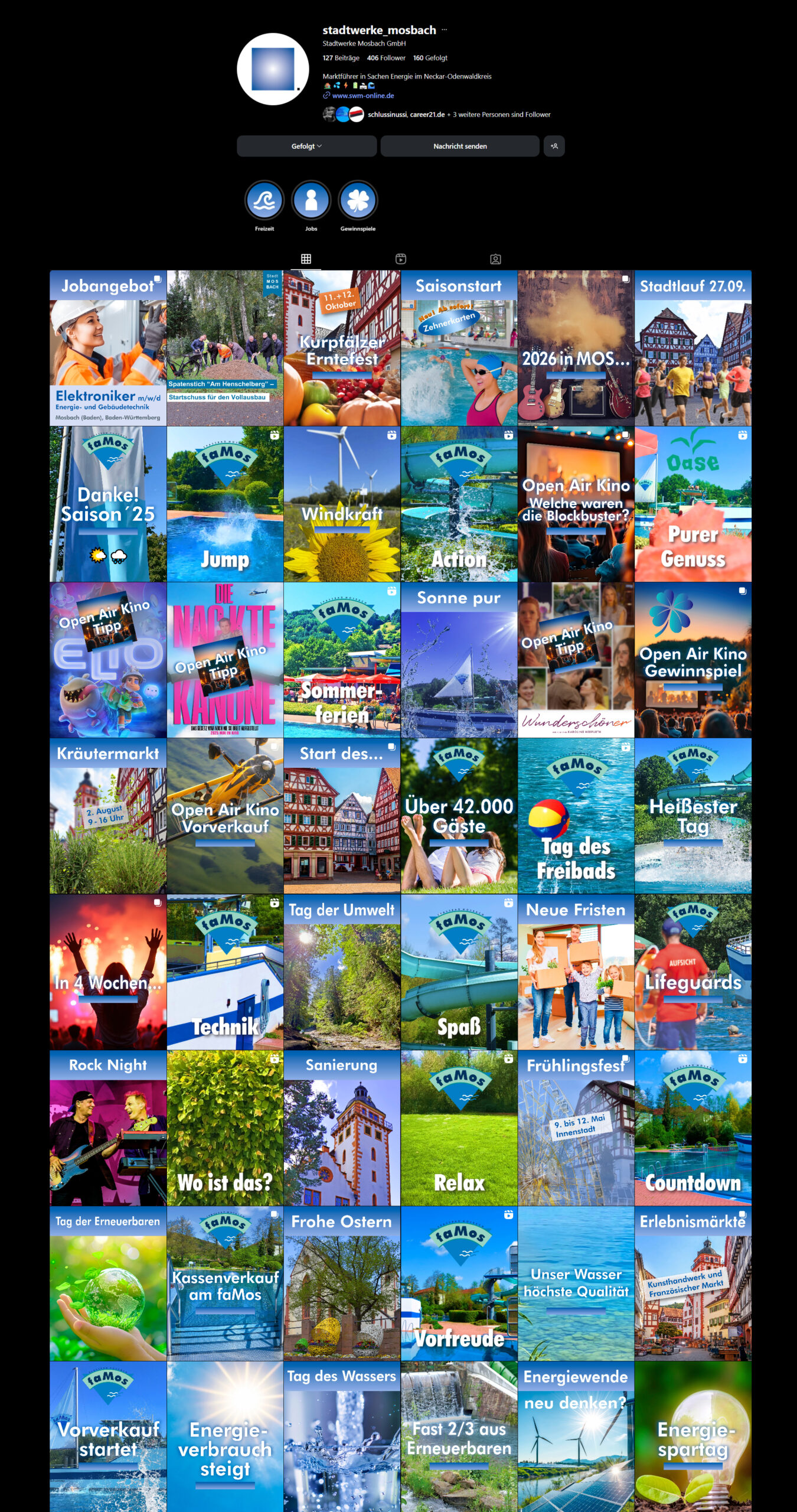 Stadtwerke Mosbach Instagram STZ Agentur Reutlingen für Digitale Medien, Social Media
